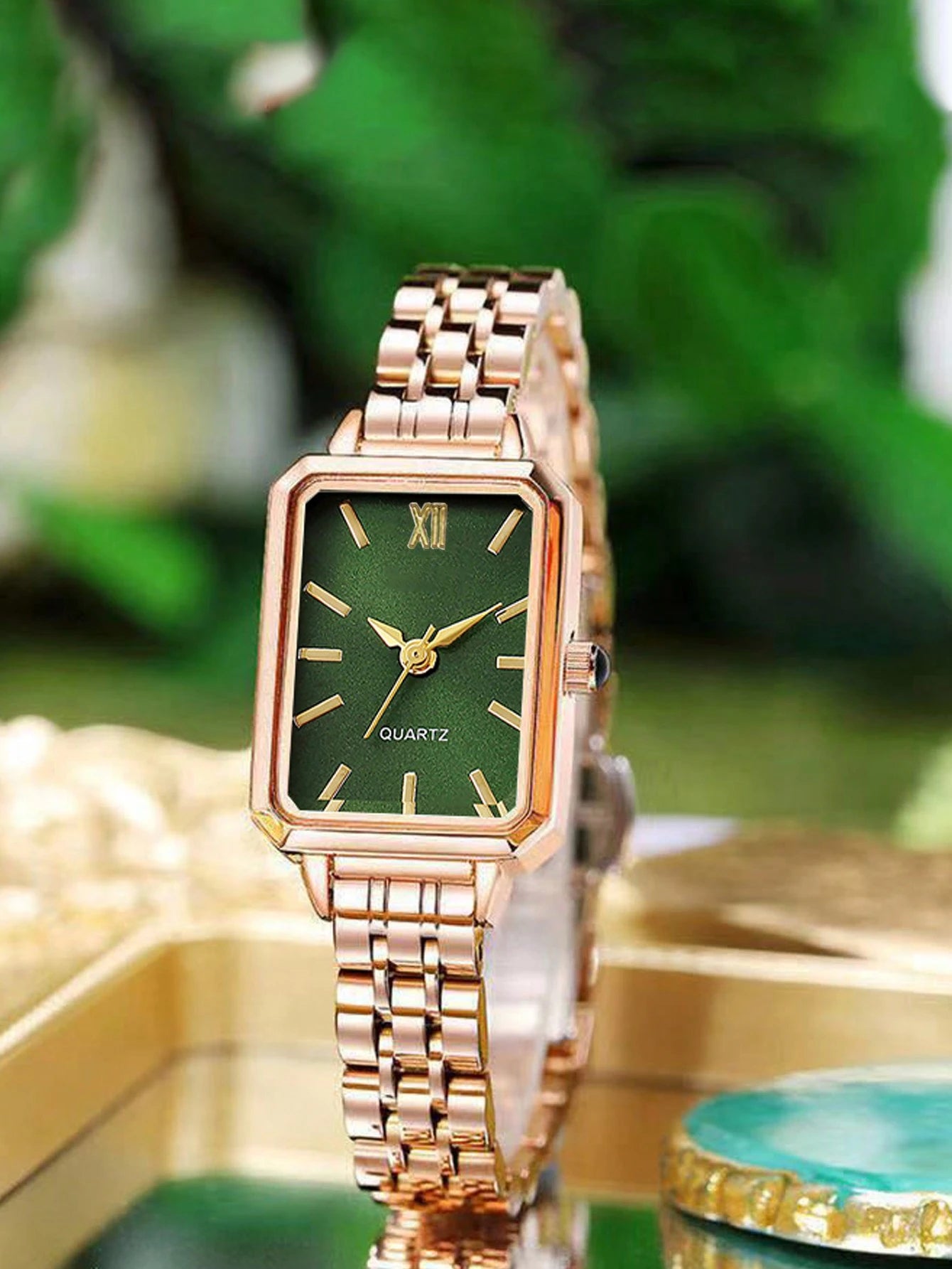 Luxe dameshorloge met roestvrijstalen band, zakelijk casual chique vierkant quartz polshorloge