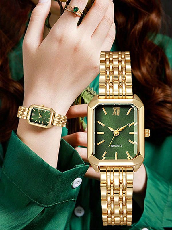 Luxe dameshorloge met roestvrijstalen band, zakelijk casual chique vierkant quartz polshorloge