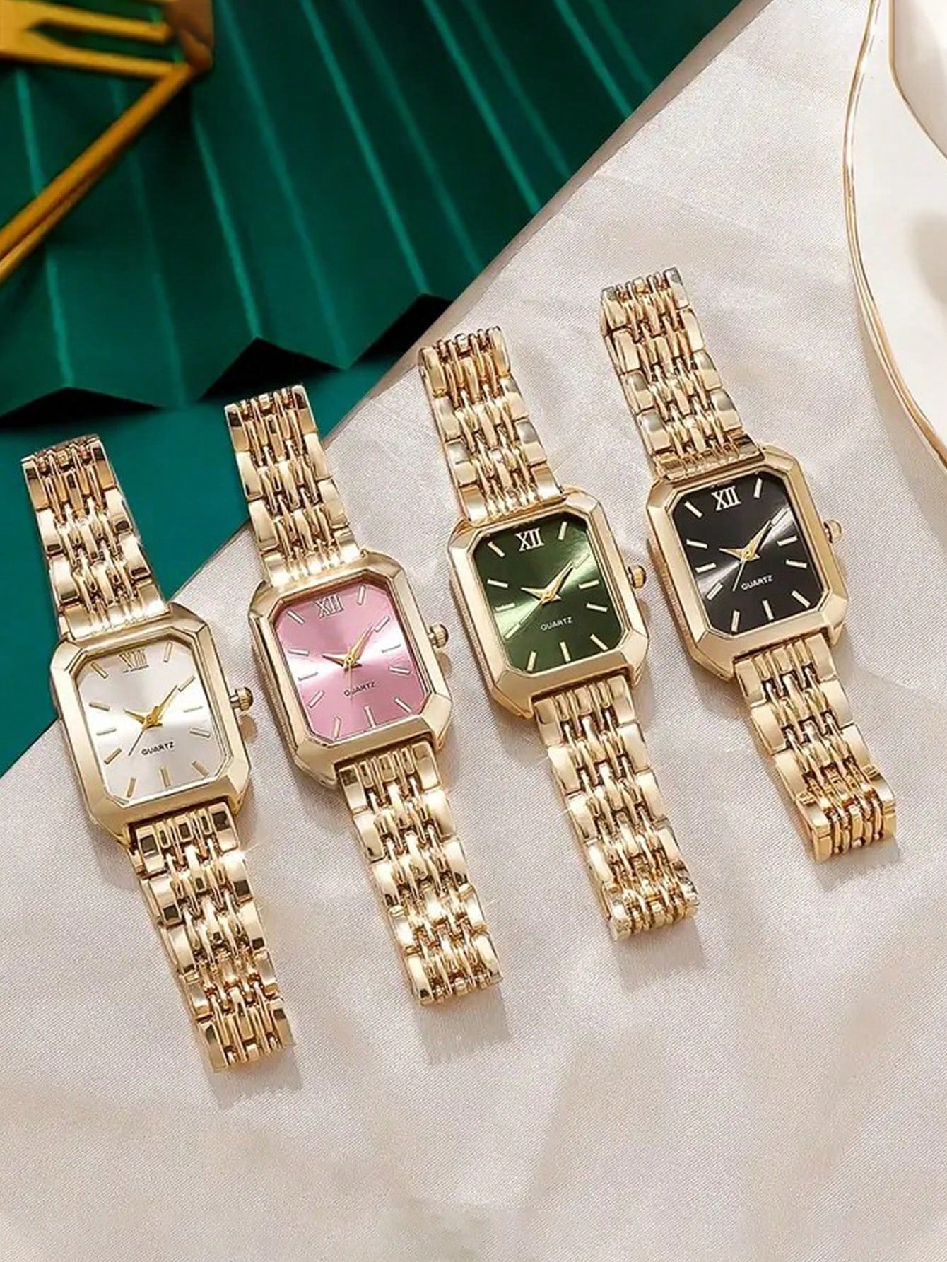 Luxe dameshorloge met roestvrijstalen band, zakelijk casual chique vierkant quartz polshorloge