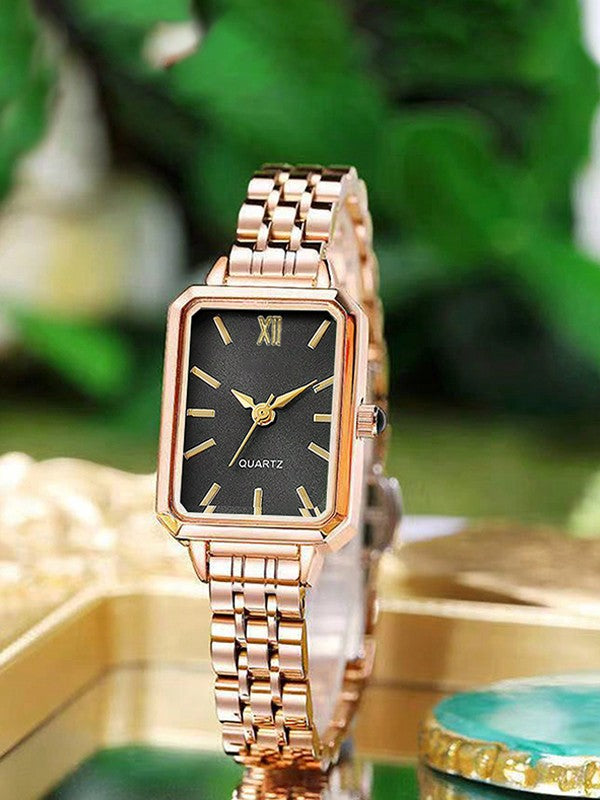 Luxe dameshorloge met roestvrijstalen band, zakelijk casual chique vierkant quartz polshorloge